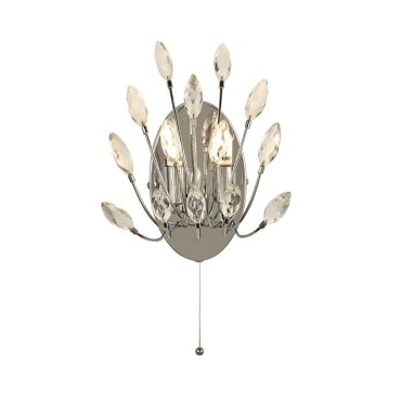Searchlight Peacock - applique murale avec interrupteur à tirette - 14 x 24 cm - chrome