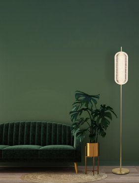 Searchlight Capsule - lampadaire - Ø 22 x 154 cm - 23W dimmable LED inclus - laiton satiné