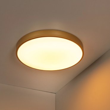 Lucide Unar - plafonnier - Ø 50 x 5 cm - 36W LED dimmable inclus - 3 niveaux de dimmer - or mat