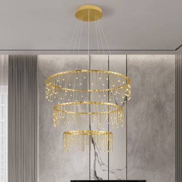Nova Luce Stellar - lampe suspendue - Ø 80 x 200 cm - 72W dimmable LED inclus - doré