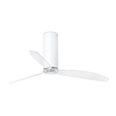 Faro Tube - ventilateur de plafond avec télécommande - Ø 128 cm - blanc mat et transparent