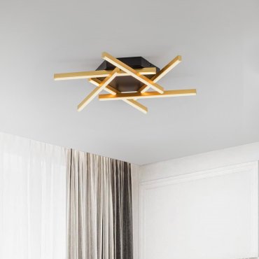 Nova Luce Antama - plafonnier -  60 x 7,5 x 60 cm - 43W dimmable LED inclus - noir sablé et or