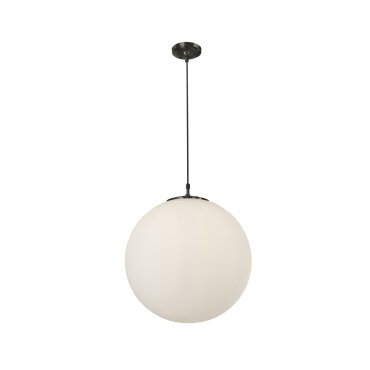 Searchlight Atom - lampe suspendue - Ø 30 x 120 cm - opale mat et noir mat