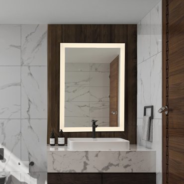 Nova Luce Deca - miroir avec éclairage - 60 x 80 x 3,5 cm - 29W LED inclus - IP44 - noir sablé et blanc