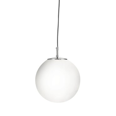 Searchlight Atom - lampe suspendue - Ø 25 x 120 cm - argent satiné et opale brillant