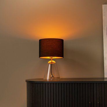 Lucide Campana - lampe à poser - Ø 25 x 36,5 cm - noir et transparent