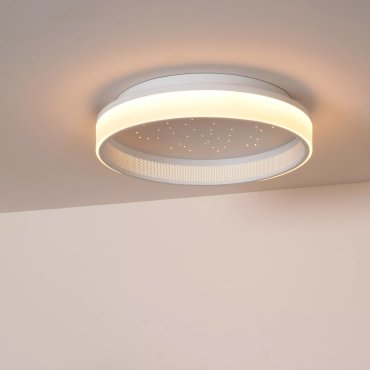 Lucide Estreja - plafonnier avec télécommande - Ø 40 x 9 cm - 40W + 10W LED inclus - blanc