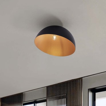 Nova Luce Onia - plafonnier - Ø 50 x 31 cm - noir sablé et or