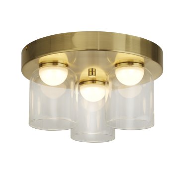 Searchlight Highball - plafonnier - Ø 30 x 16 cm - 16W LED dimmable inclus - IP44 - laiton satiné