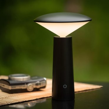 Lucide Jive - lampe de table d'extérieur rechargeable - Ø 13,9 x 21,3 cm - 4W LED dimmable inclus - IP44 - noir