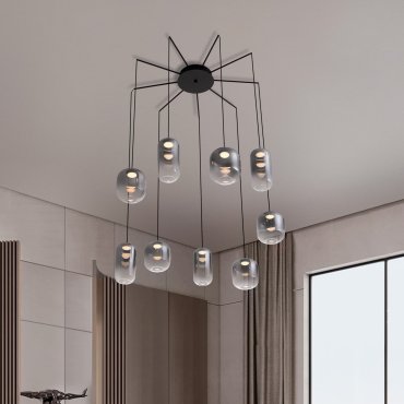 Nova Luce Aelia - lampe suspendue - Ø 82 x 145 cm - 36W LED inclus - noir mat et gris fumé