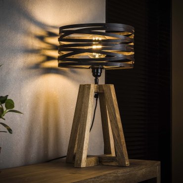 MODÈLE D’EXPOSITION - Vico Twisted Wood - lampe à poser - Ø 29 x 50 cm - gris ardoise