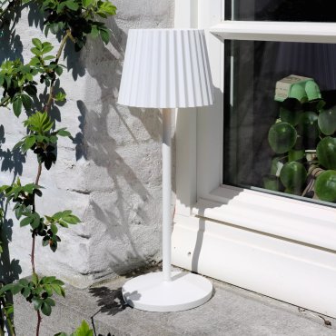 Lucide Justine - lampe de table d'extérieur sans fil avec station de charge - Ø 13,5 x 38 cm - 2W LED dimmable inclus - IP54 - blanc