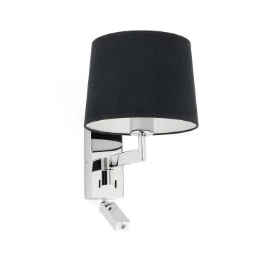Faro Artis - applique murale avec interrupteur - 21,5 x 19 x 16 cm - 1W LED inclus - noir et chrome