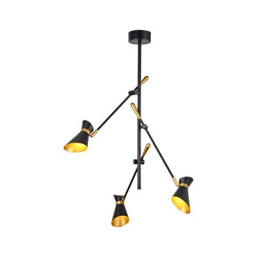Searchlight Diablo - plafonnier - 65 x 55 x 69 cm - 3 x 4W LED inclus - noir mat et or brillant