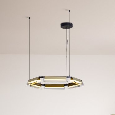Nova Luce Apnea - lampe suspendue - Ø 72 x 150 cm - 39W dimmable LED inclus - noir sablé, or et gris