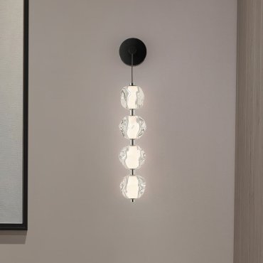 Nova Luce Ifos - applique murale - Ø 12 x 67 x 13,5 cm - 17W dimmable LED inclus - noir sablé et métal chromé
