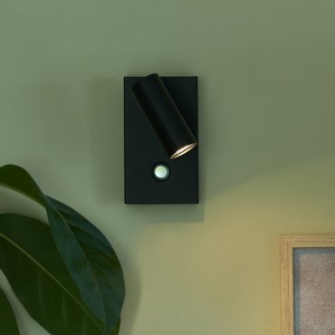 Nordlux Omari - applique murale en saillie avec interrupteur - 7 x 12 x 12 cm - 3 niveaux de gradation - 3,2W LED inclus - noir