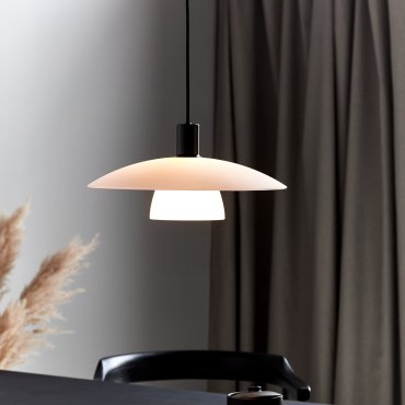 Nordlux Verona - lampe suspendue - Ø 40 x 218,8 cm - blanc opale et noir