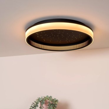 Lucide Estreja - plafonnier avec télécommande - Ø 40 x 9 cm - 40W + 10W LED inclus - noir