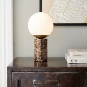 Nordlux Lilly marble - lampe à poser - Ø 15 x 28,5 cm - brun