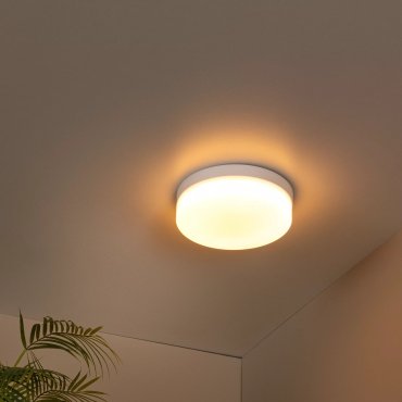 Lucide Biskit - plafonnier avec détecteur de mouvement - Ø 23 x 6,5 cm - 12W LED inclus - IP44 - blanc