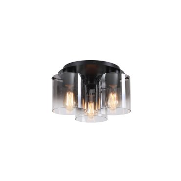 Searchlight Sweden - plafonnier - Ø 39 x 21 cm - noir mat et ombre fumé