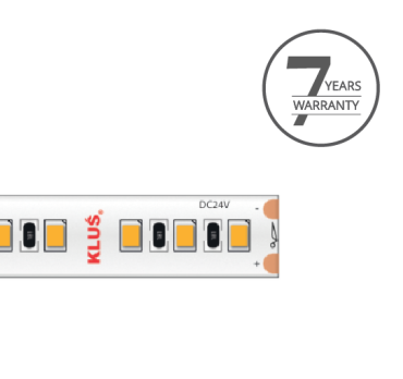 Klus Bande LED - largeur 0,8cm, longueur 500cm - 24Vdc - dimmable - 14,4W LED par mètre - 120 LED par mètre - IP20 - 4000K