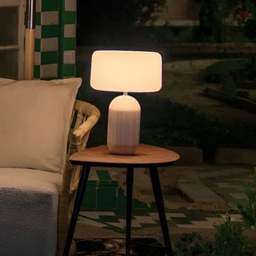 New Garden Phoebe 45 - lampe de table rechargeable à énergie solaire et à batterie avec télécommande - Ø 27,8 x 40,7 cm - RGB + blanc 5W LED inclus - IP65 - beige