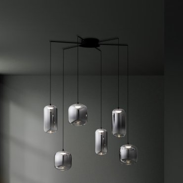 Nova Luce Aelia - lampe suspendue - Ø 72 x 145 cm - 25W LED inclus - noir mat et gris fumé