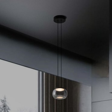 Nova Luce Bios - lampe suspendue - Ø 18 x 166 cm - 9W dimmable LED inclus - noir mat et gris fumé