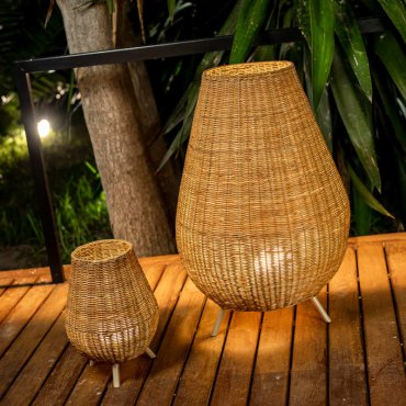 New Garden Saona - lampadaire avec source lumineuse rechargeable et télécommande - 9W dimmable LED inclus - Ø 45,5 x 72 cm - IP54 - marron