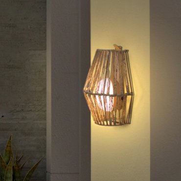 New Garden Sisine - applique murale d'extérieur avec source lumineuse rechargeable et télécommande - 22,5 x 11,5 x 24,5 cm - 9W dimmable LED inclus - IP54 - marron