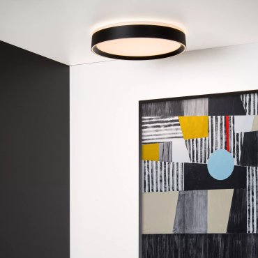 Lucide Nuria - plafonnier - Ø 40 x 7,5 cm - 24W LED inclus - 3 niveaux de gradation - noir