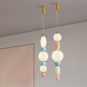 Nova Luce Obrie - lampe suspendue - Ø 20 x 215 cm - 23W LED inclus - laiton doré, orange, bleu et violet