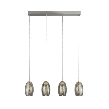 Searchlight Cyclone - lampe suspendue - 75,5 x 11,5 x 150 cm - 21W LED dimmable inclus - chrome et verre fumé