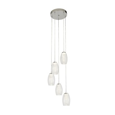 Searchlight Cyclone - lampe suspendue - Ø 35 x 150 cm - 27W LED dimmable inclus - chrome et transparent