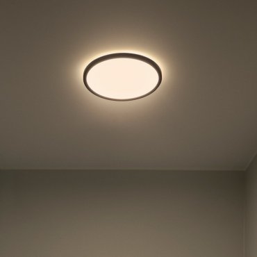 Nordlux Oja - plafonnier - Ø 29,4 x 2,3 cm - 17W LED dimmable inclus (3000K/4000K) - IP54 - noir