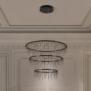 Nova Luce Stellar - lampe suspendue - Ø 80 x 200 cm - 72W dimmable LED inclus - noir chromé