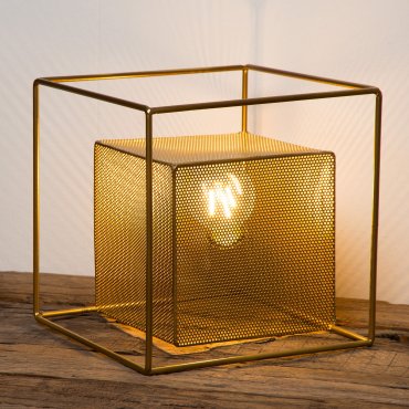 Lucide Morris - lampe à poser - 22,5 x 22,5 x 22,5 cm - or mat et laiton