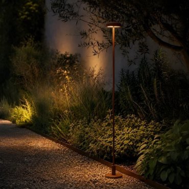 VK Lighting Jade - borne de jardin incl. pied et piquet de terre - Ø 7 x 113,4 cm - LED 1W incl. - IP65 - brun rouille