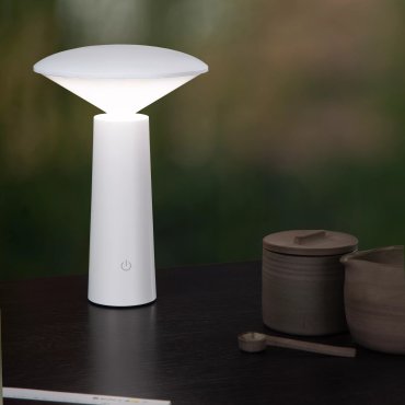 Lucide Jive - lampe de table d'extérieur rechargeable - Ø 13,9 x 21,3 cm - 4W LED dimmable inclus - IP44 - blanc
