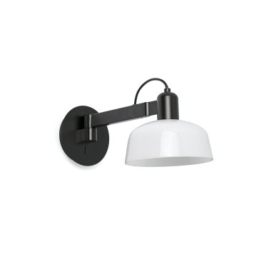 Faro Tatawin - applique - Ø 18,4 x 38 x 15 cm - noir satiné et blanc brillant