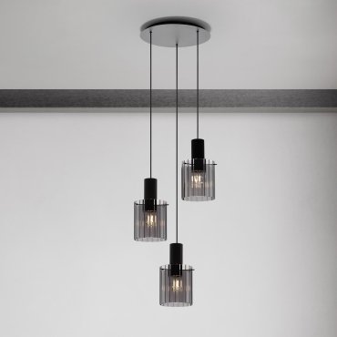 Nova Luce Mirbi - lampe suspendue - Ø 45 x 150 cm - noir sablé et verre fumé