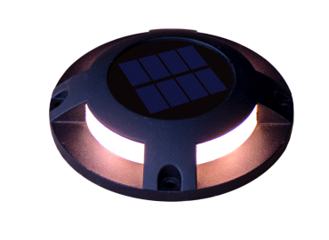 Century Italia Step Solar - projecteur de sol solaire avec capteur jour/nuit - Ø12 x 2,6 cm - 0,04W LED inclus - IP67 - noir - 4000K