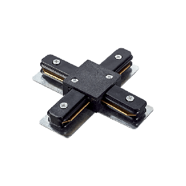 Elmark track accessories - cross shape connector - 1 phase track system - black