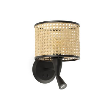 Faro Mambo - applique murale avec interrupteur - 21 x 17 x 17,3 cm - 3W LED inclus - brun et noir
