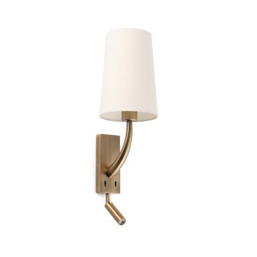 Faro Rem - applique murale avec interrupteur - 16,5 x 21 x 61 cm - 4W LED inclus - beige et vieil or