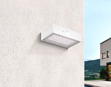 Century Italia Domino MINI - Applique solaire extérieure avec capteur - 9 x 3,5 x 13,7 cm - 3W LED inclus - IP65 - blanc