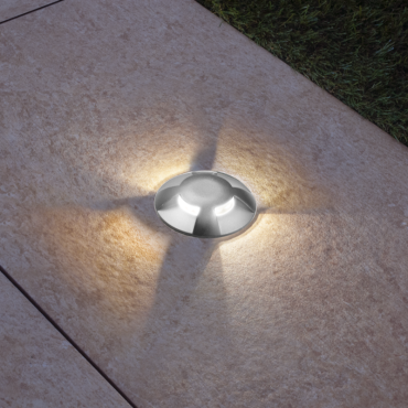 Century Italia Argo - spot au sol avec 4 fenêtres - Ø5,8 x 6,5 cm - 0,75W LED inclus - 3000K - IP67 - gris